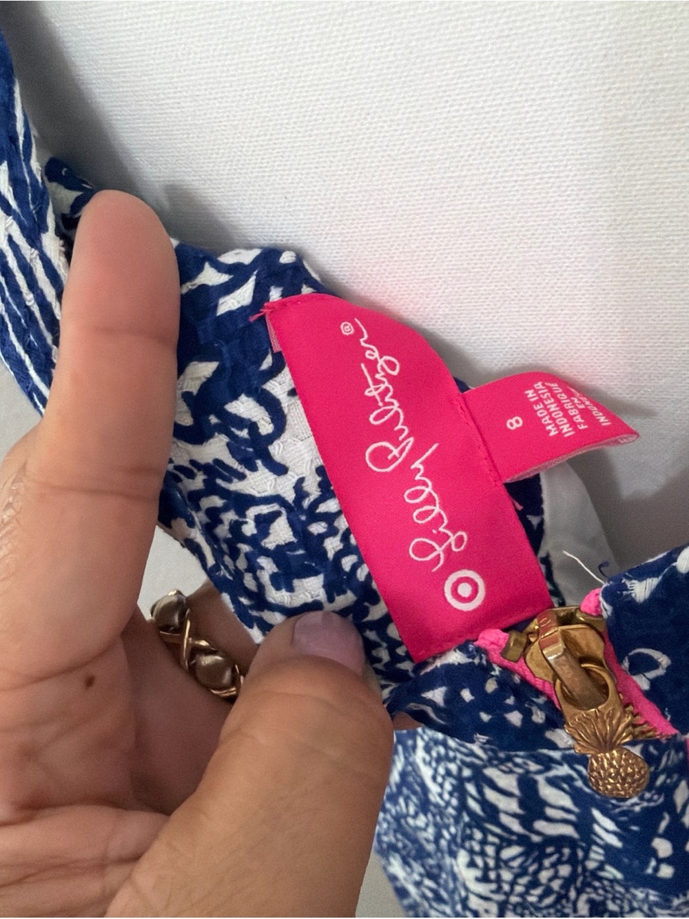 Lilly Pulitzer Mini blue/white fish print Dress✨Sz.8✨Embroidered - Picture 5 of 7